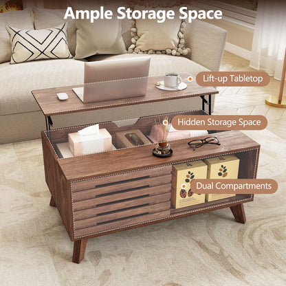 Lift Top Coffee Table with Hidden Compartment for Living Room