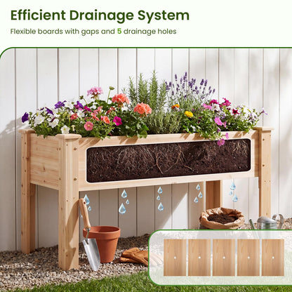 Wooden Raised Garden Bed, Elevated Vertical Planter with Drainage Holes