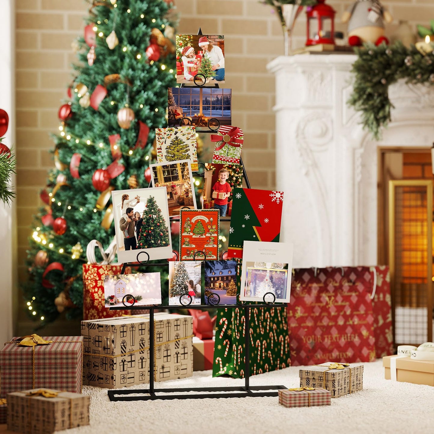 2 Pack Christmas Tree Photo Holder with 36 Round Clips