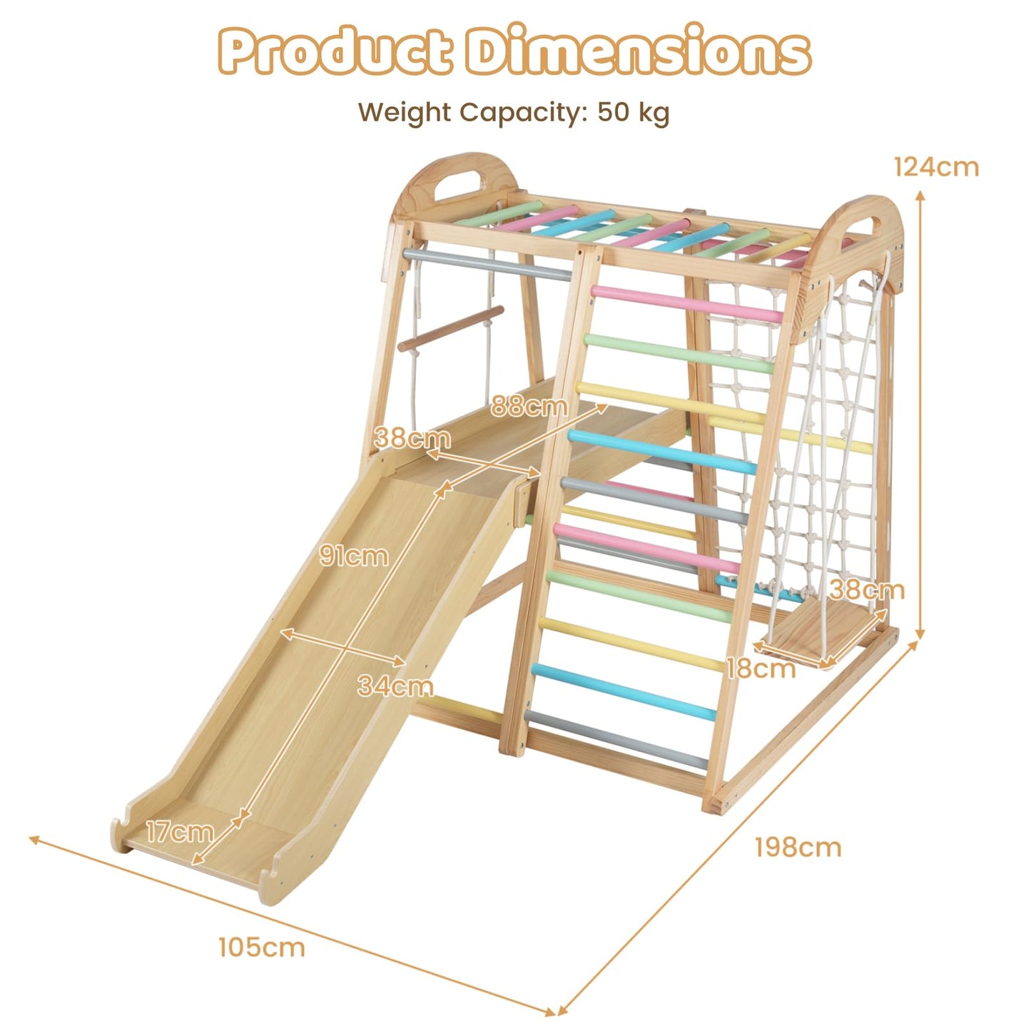 8-in-1 Jungle Gym Wooden Montessori Climber Playset