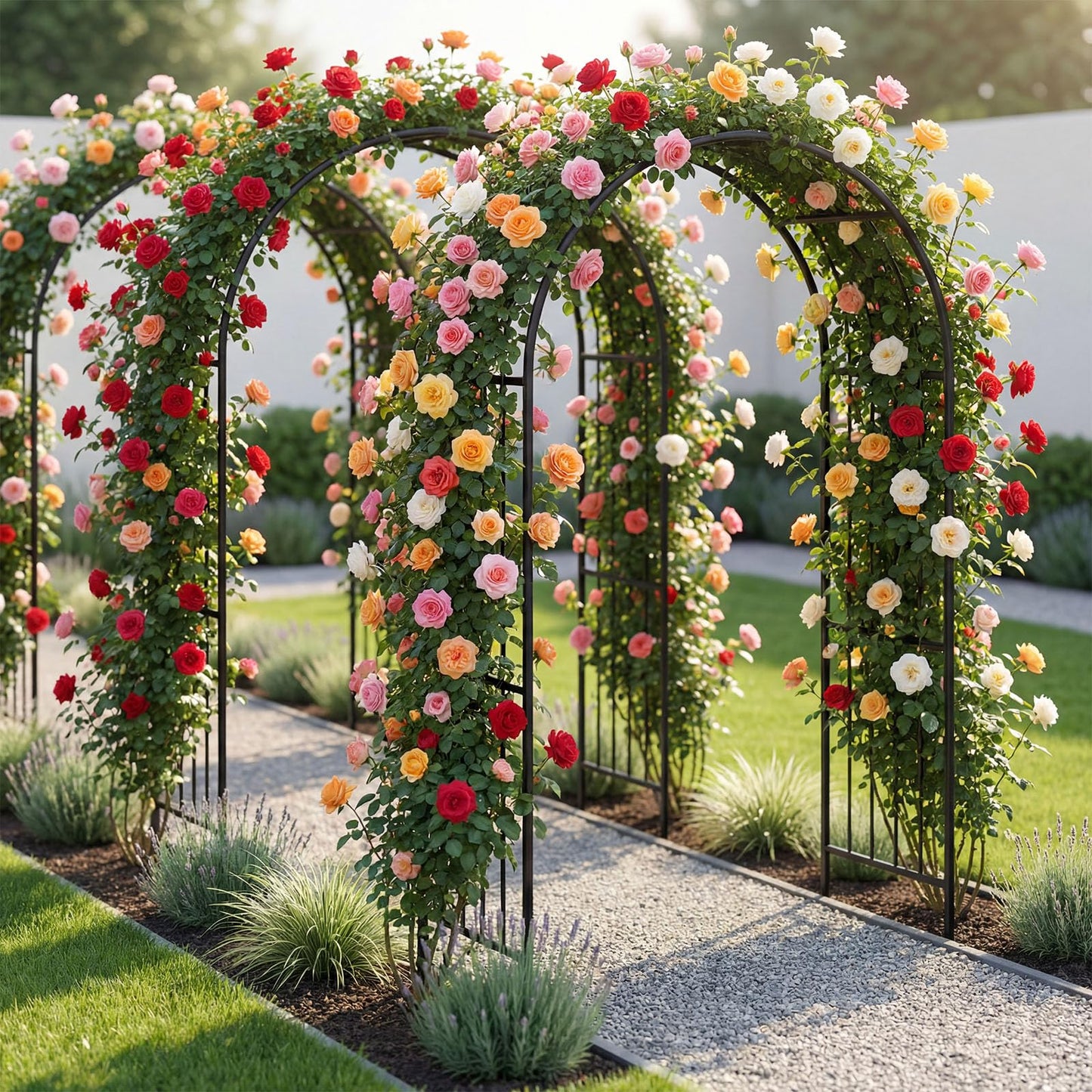Metal Garden Arch, Large Archway Trellis Pergola Arbour for Rose Vines Climbing Plant