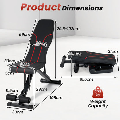 Adjustable Foldable Black Dumbbell Bench with PU Upholstery and Heavy-Duty Iron Frame