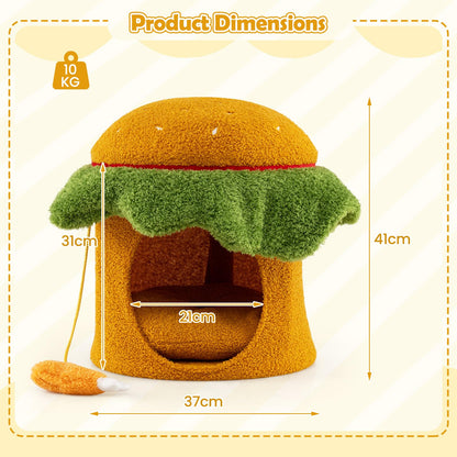 Cat House, Hamburger-Shaped Cats Cave Bed | Small Kitten Condo Furniture