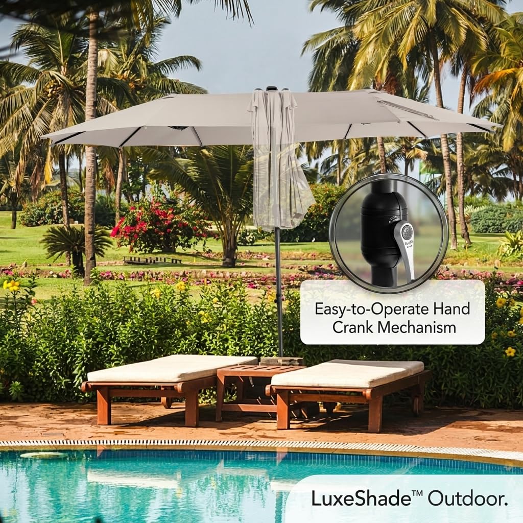 4.5m Large Patio Umbrella with 48 Solar-Powered LED Lights