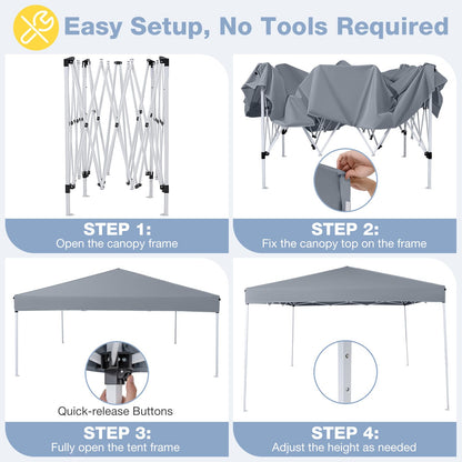 3m x 3m Pop Up Canopy Tent, Height Adjustable Garden Gazebo Shelter
