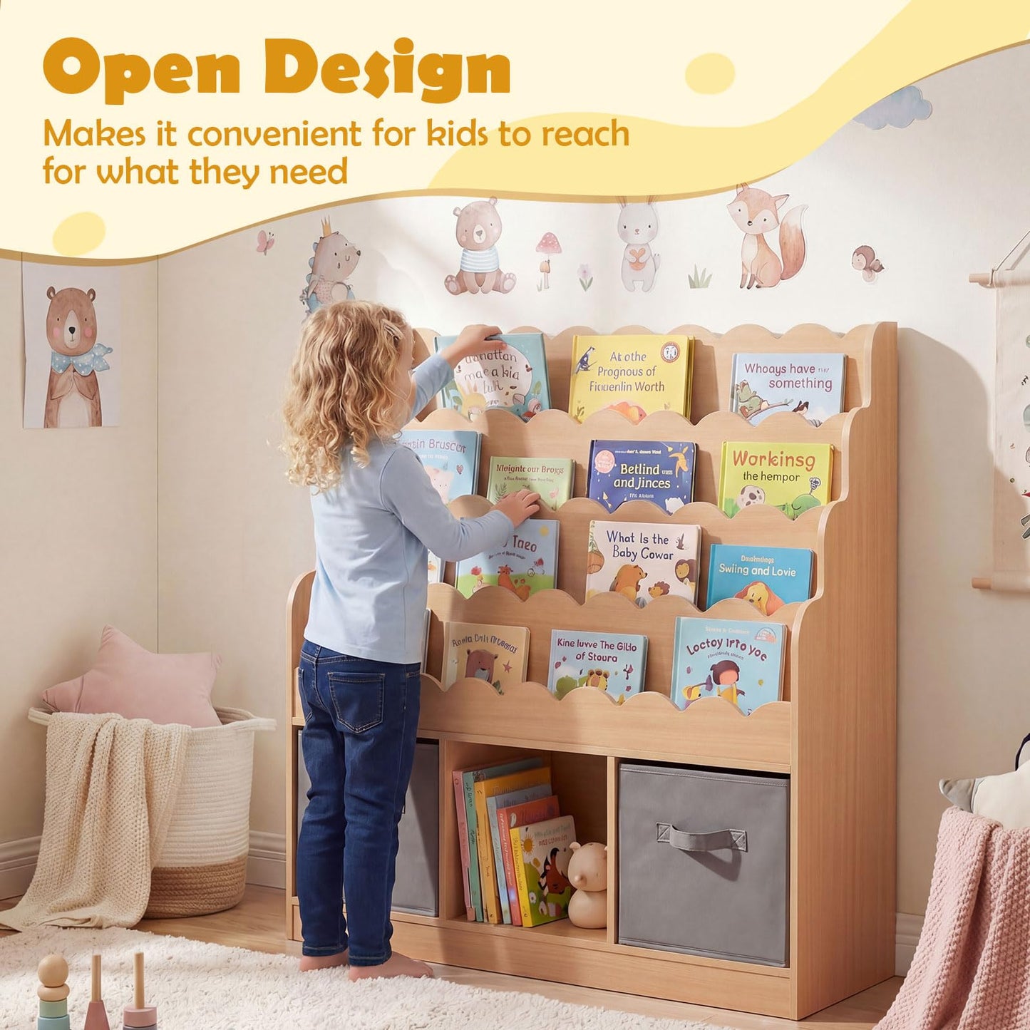 Kids Bookcase, Children Storage Shelf