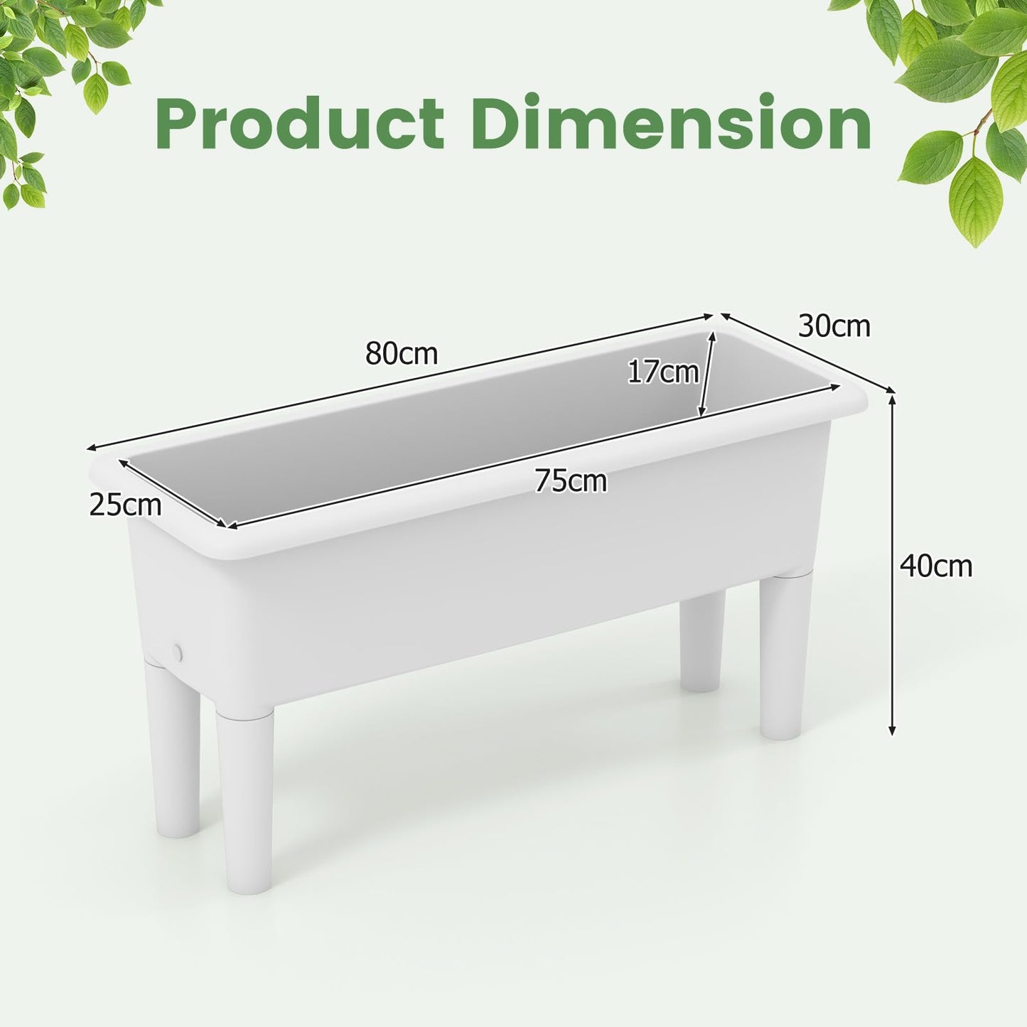Set of 2 Plastic Elevated Planter Box with Detachable Legs
