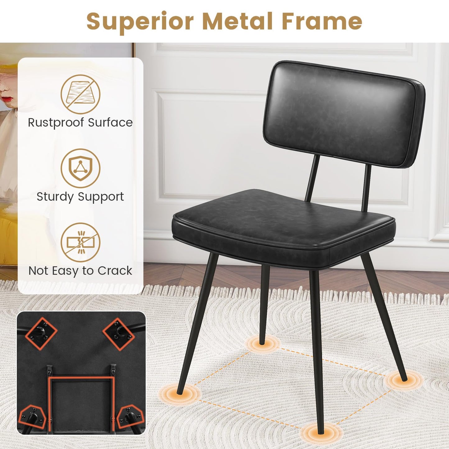 Kitchen Faux Leather Upholstered Dining Chair Set of 2