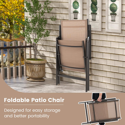 Patio Folding Dining Chairs Outdoor Sling Chairs with 7-Level Adjustable High Backrest