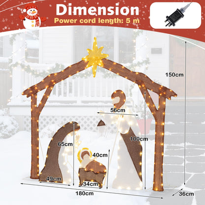 Lighted Outdoor Christmas Decoration Nativity Scene with LED Lights