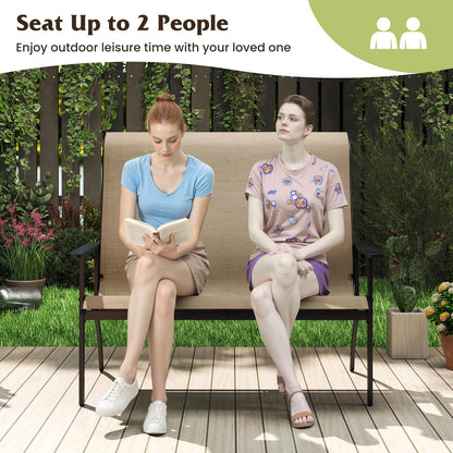 Outdoor Adirondack Bench Chair with High Back and Armrests