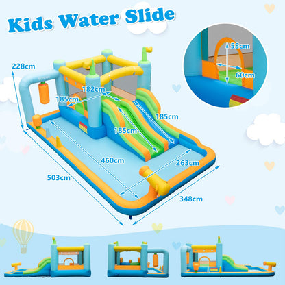 7 in 1 Inflatable Water Park with 2 Slides for 3-10 Years Old