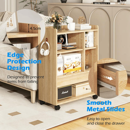Mobile Storage Cabinet with Drawer and Adjustable Shelves
