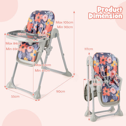 Height Adjustable Feeding High Chairs with Removable Tray