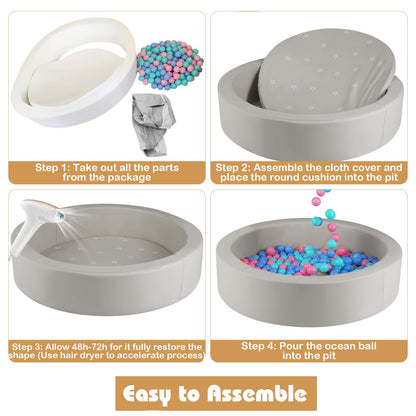 Ball Pit for Toddlers Baby Foam Ball Pit with Ocean Balls Soft Round Kids Ball Pool