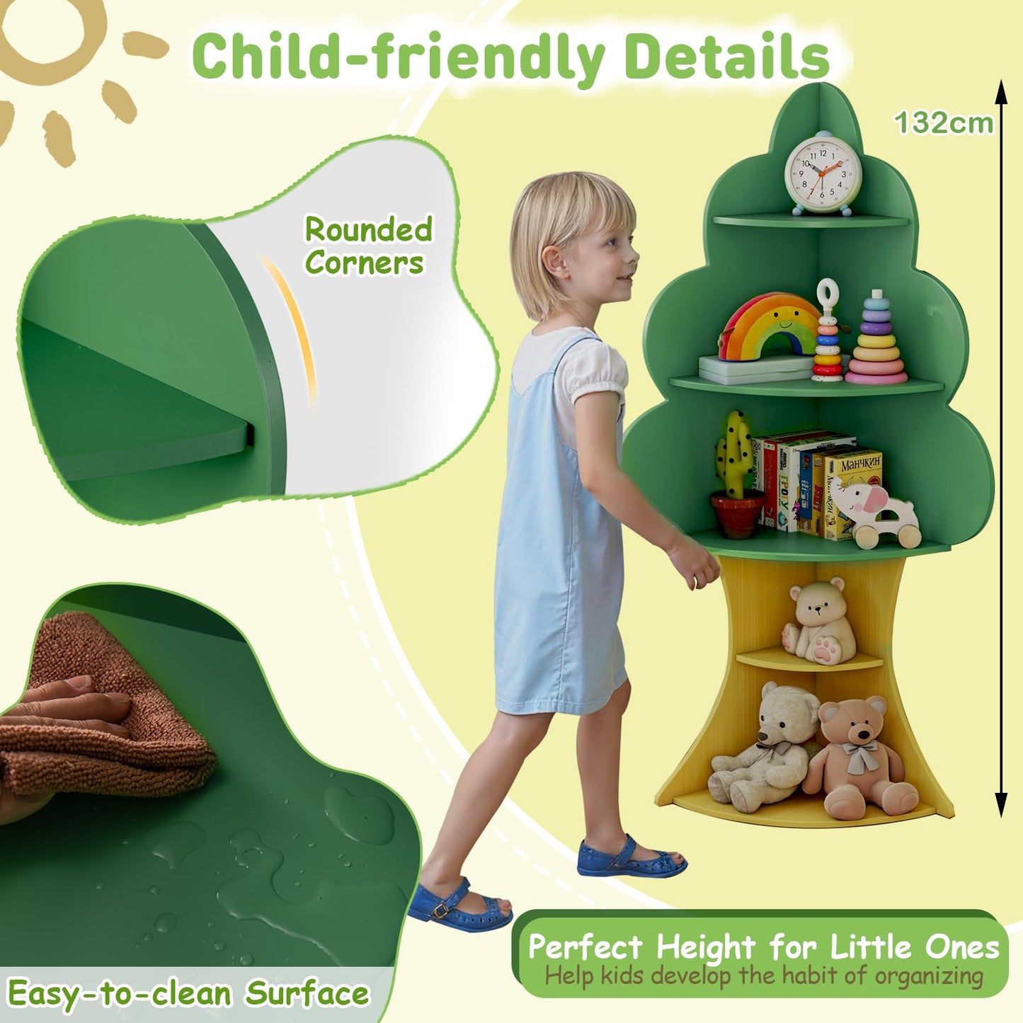 Tree Bookshelf for Kids 5-Tier Children Book Display Rack