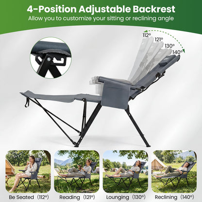 Adjustable Backrest, Storage Bag, Padded Pillow & Side Pocket