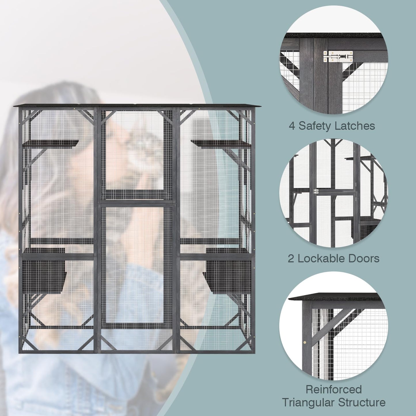 Large Outdoor Cat House with 7 Jumping Platforms