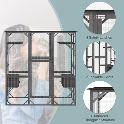 Large Outdoor Cat House with 7 Jumping Platforms