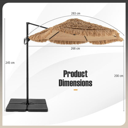 2.7m Cantilever Tiki Parasol Hawaiian Style Patio Beach Umbrella with Vented Top