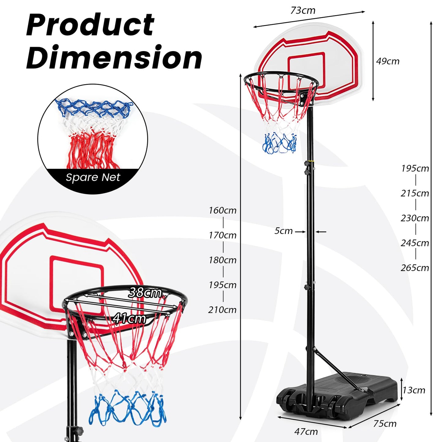 Indoor and Outdoor All Weather Portable Basketball Hoop Stand