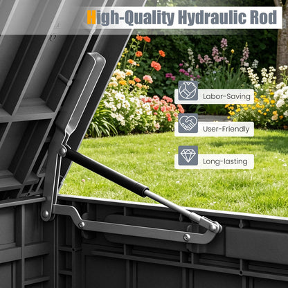Garden Storage Box, Waterproof Resin Deck Box Bench with Lockable Lid & Handles