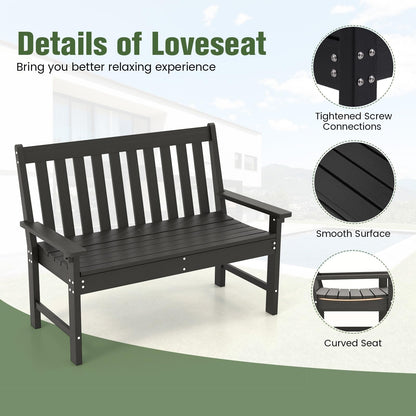 2-Seater All-Weather HDPE Patio Loveseat Park Bench Chair