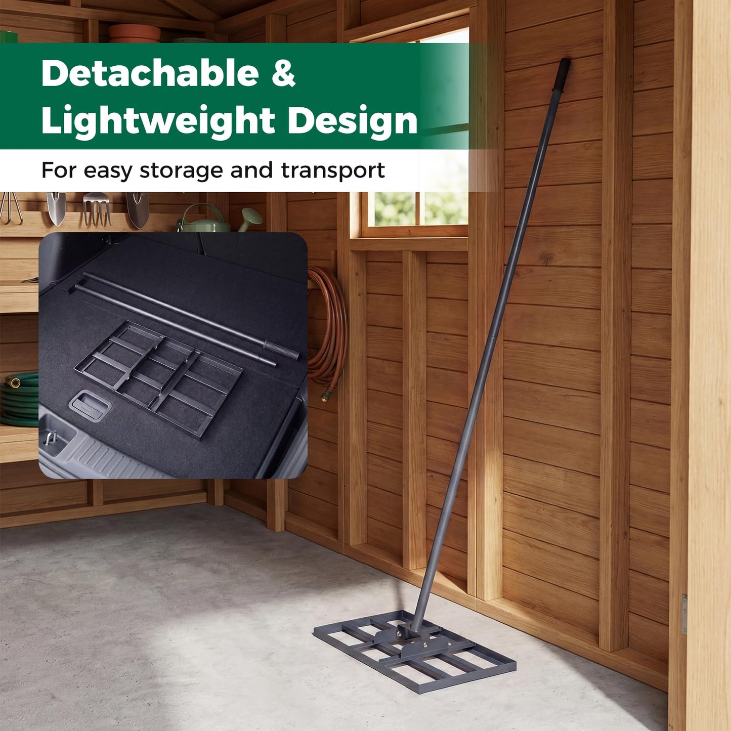 Lawn levelling Rake, 43x 25cm Lawn Leveller with 175cm Adjustment Long Handle