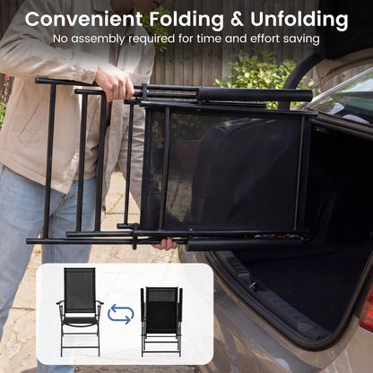 Folding Garden Chairs Set 2, Portable Outdoor Dining Chairs
