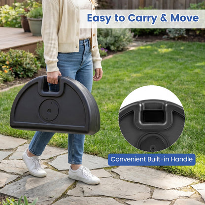 25kg Half Round Parasol Base, Water and Sand Fillable Patio Umbrella Stand