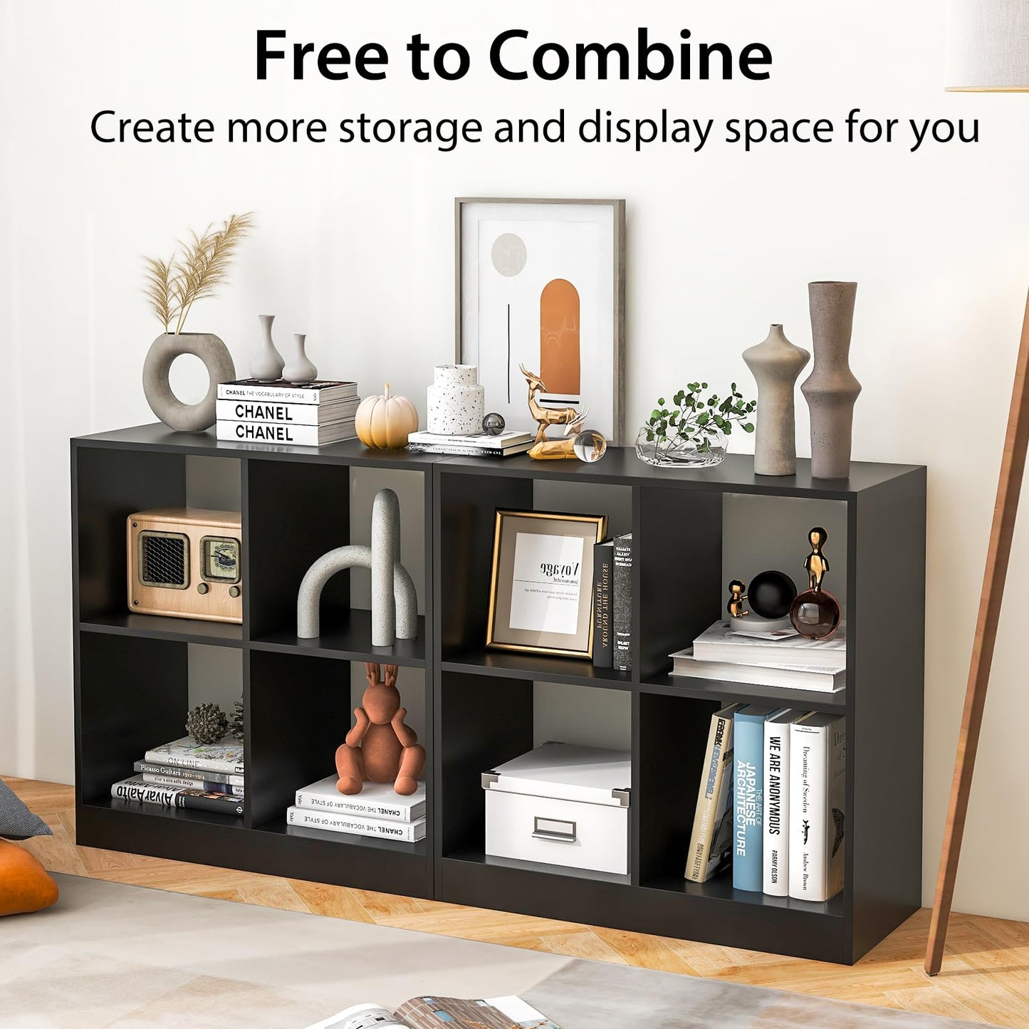 4-cube Wooden Storage Cabinet with Anti-Toppling Device