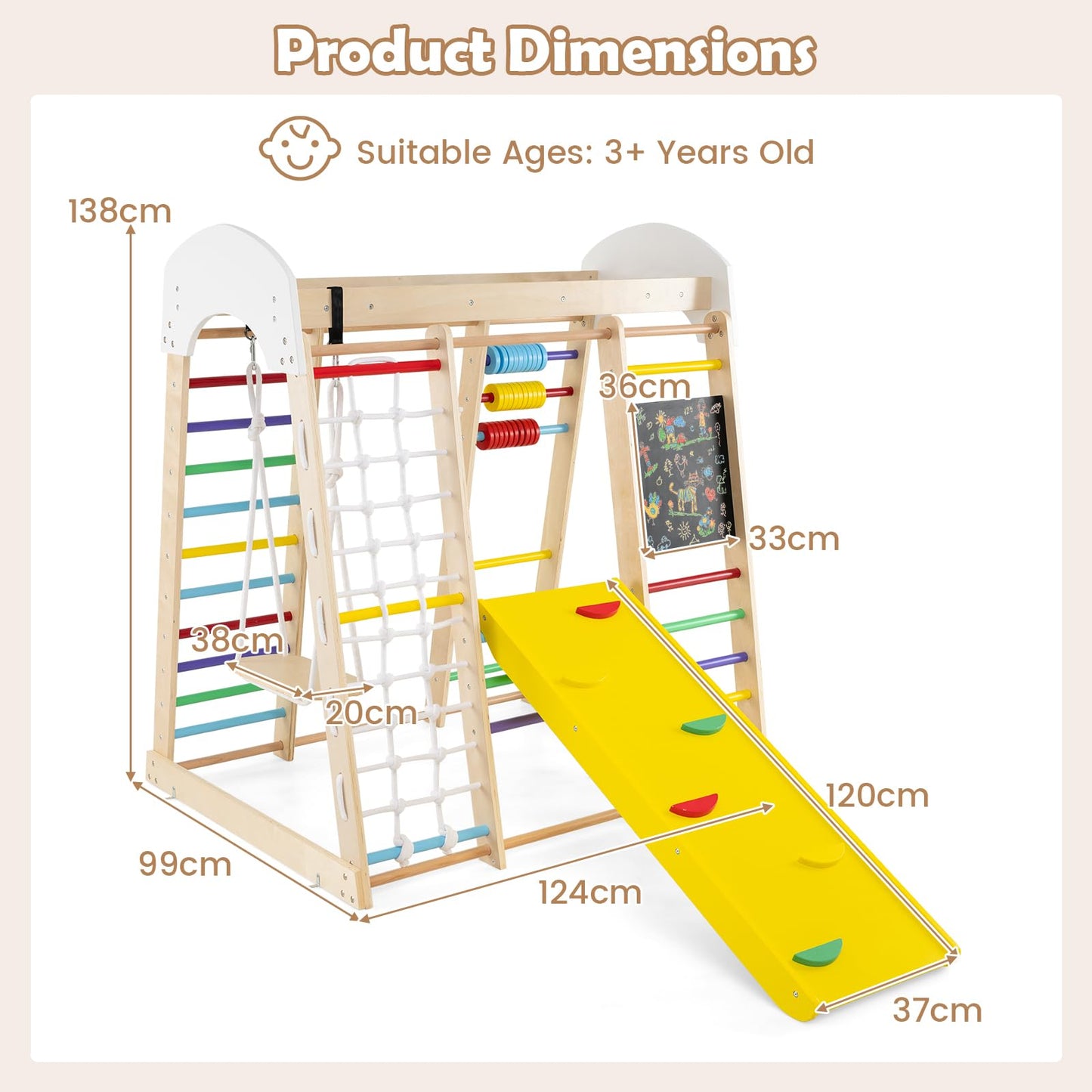 7 in 1 Toddler Jungle Gym Playset with Climbing Rock/Net