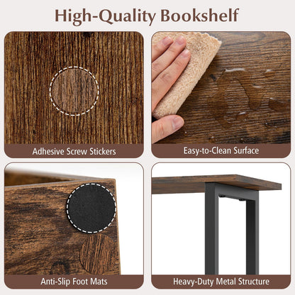 5-Tier Modern Bookshelf with Metal Frame for Home Office