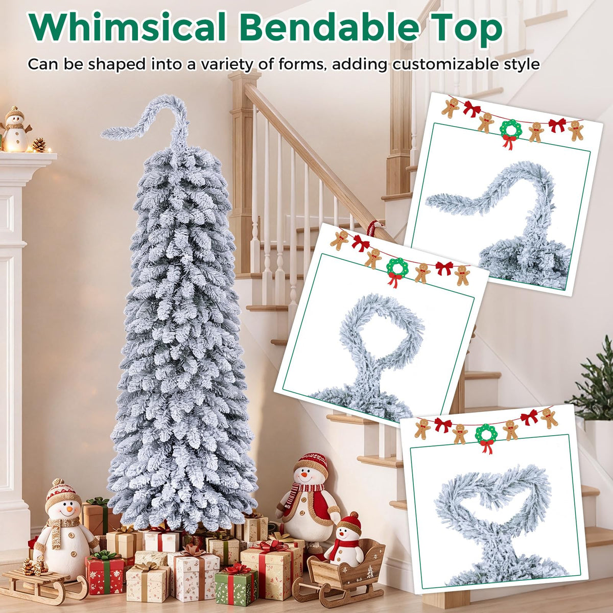 5/6FT Pre-lit Christmas Tree, Hinged Xmas Tree