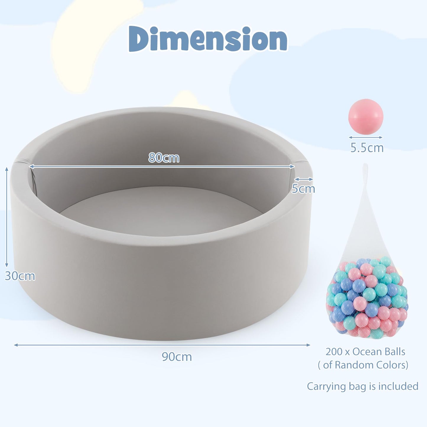 Soft Foam Ball Pool with 200 Ocean Balls