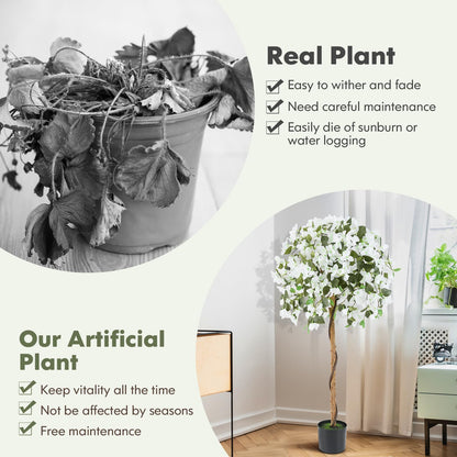 130cm Artificial Azalea Tree with 576 Flowers 288 Leaves and Wood Trunk