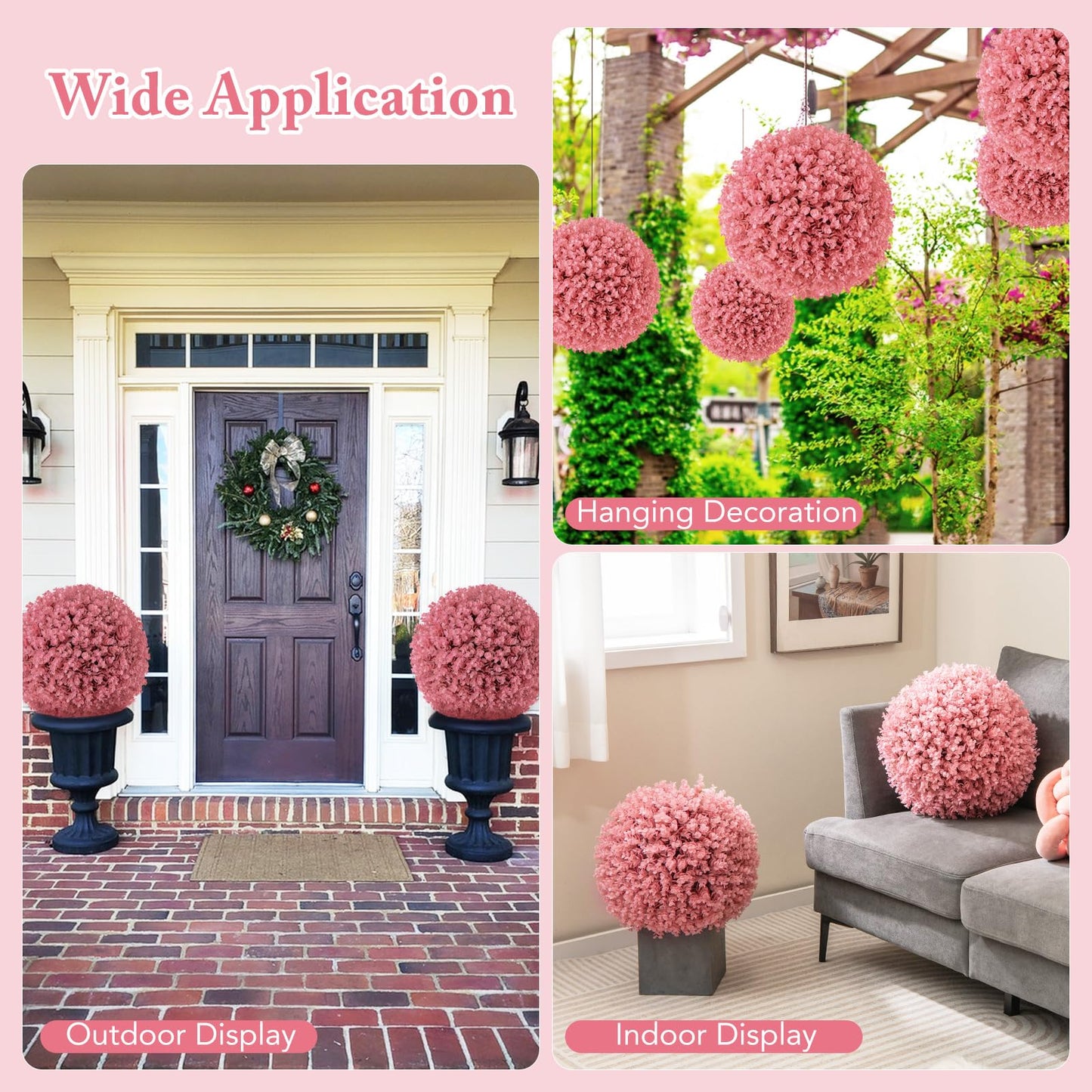 2 Pieces Artificial Plant Topiary Balls with 7 Layers Leaves