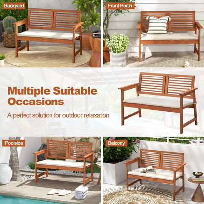 Outdoor Solid Wood Bench with Comfortable Backrest