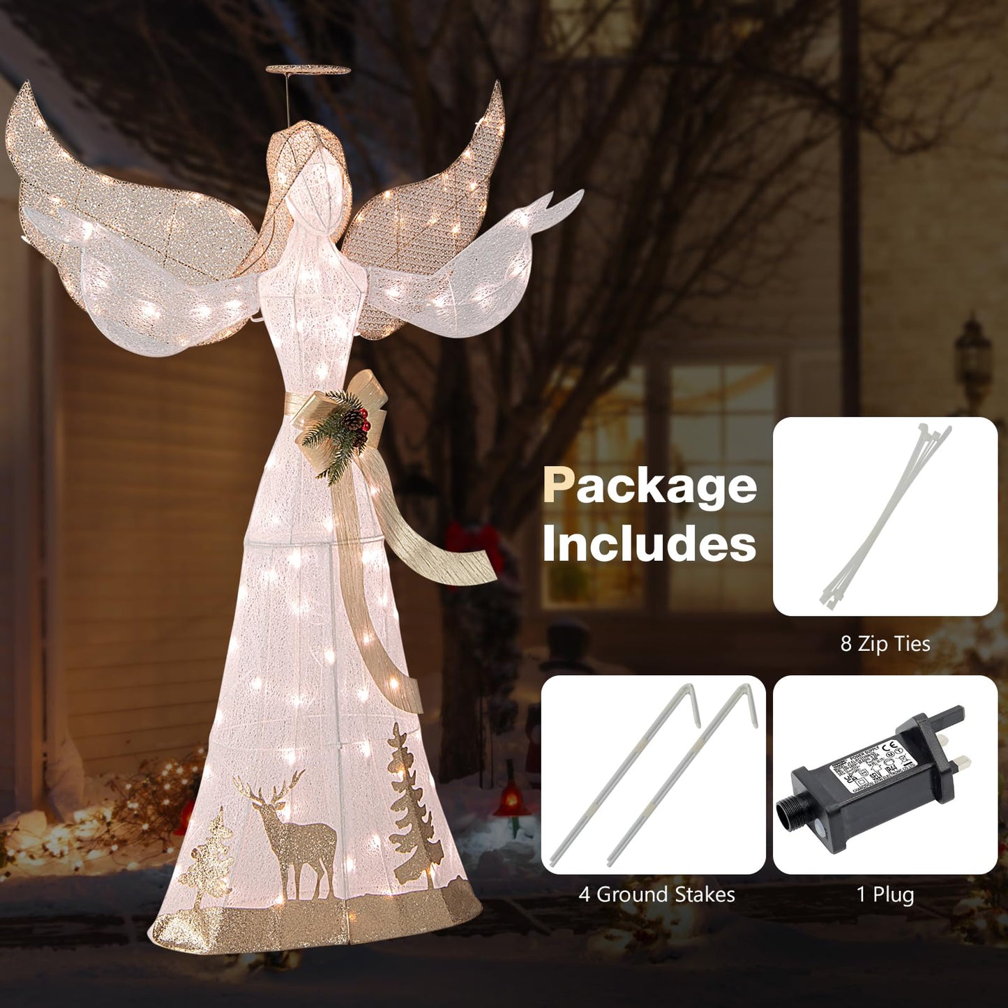 150 cm Lighted Christmas Angel Decoration with 100 LED Lights