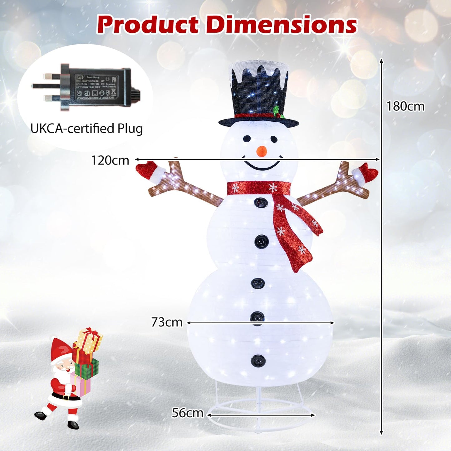 Pre-Lit Pop-up Christmas Decoration with 180 Cold White LED Lights