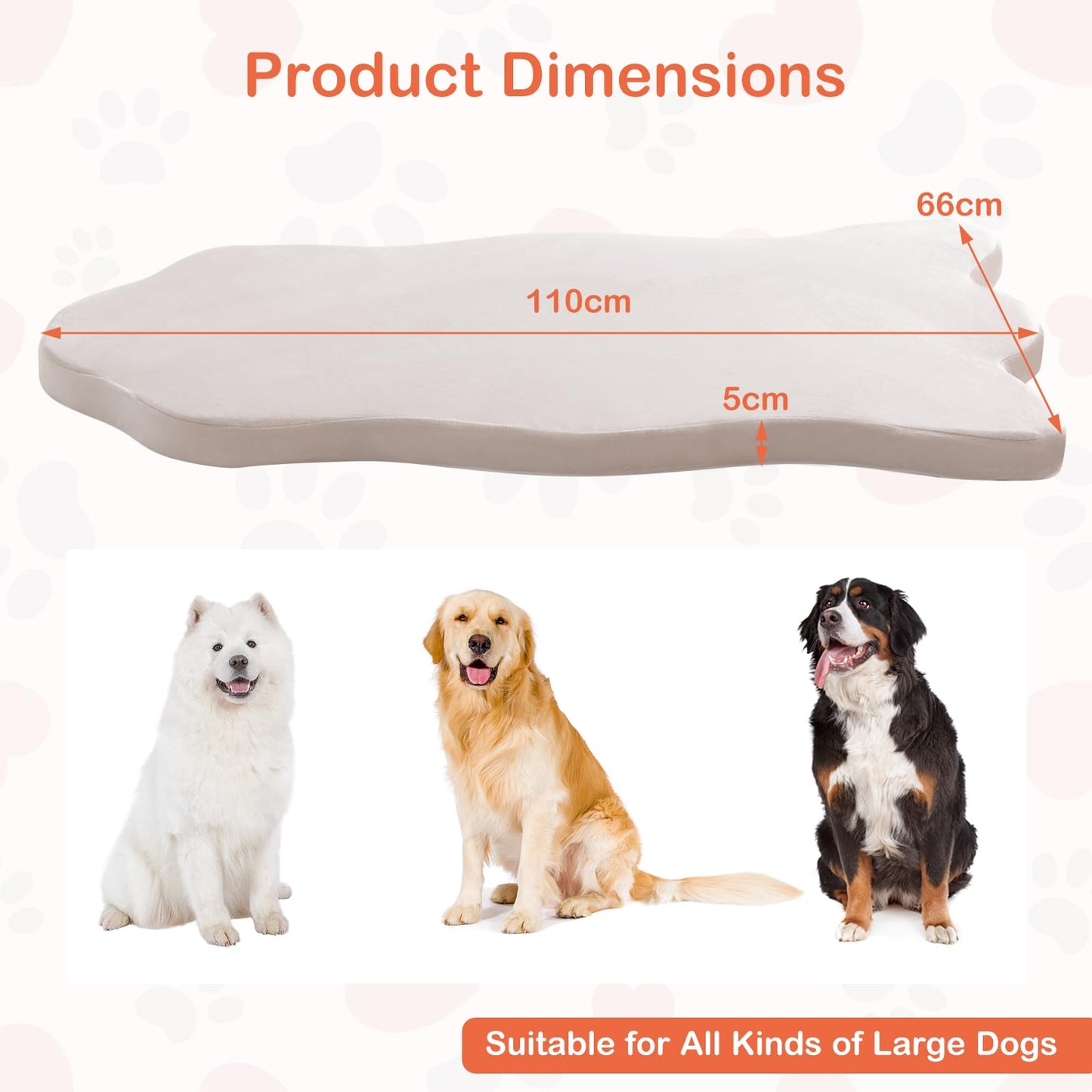 Large Dog Bed with Memory Foam Support and Removable Cover