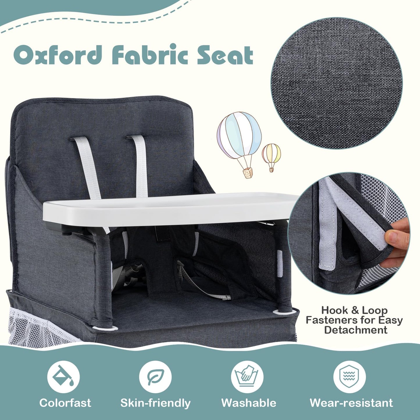 Foldable High Chair for Babies and Toddlers | Baby Highchair with 2-Level Adjustable Tray