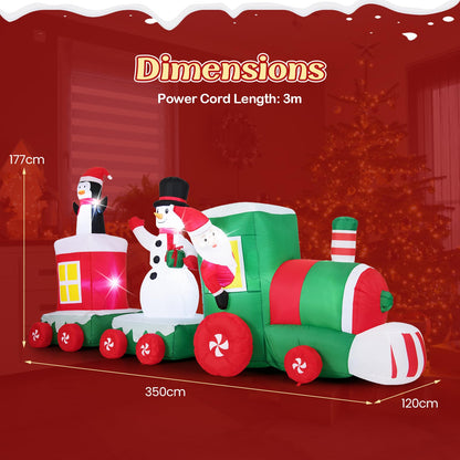 11.5 Feet Christmas Inflatables Train with Snowman Penguin Gift Box