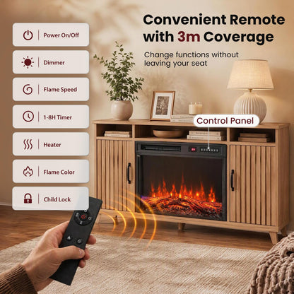 3-Sided Built-in Electric Fireplace Insert with 12 Flame Colours Thermostat and 8H Timer