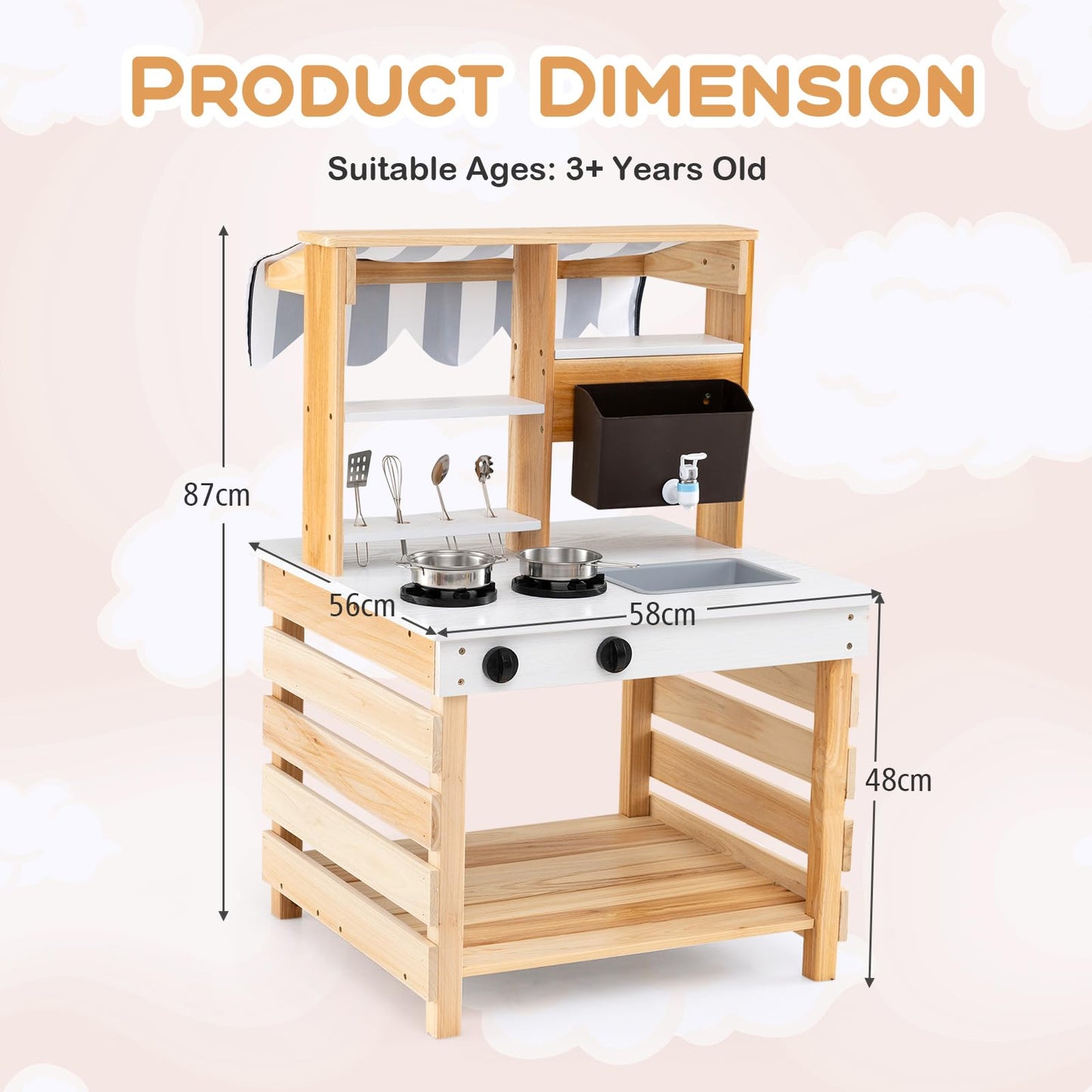 Outdoor Mud Kitchen for Kids with Removable Sink