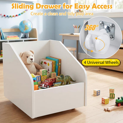 Kids Bookcase and Bookshelf with Reading Nook Toy Storage Organizer with Padded Seat Cushion