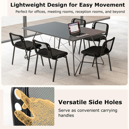 Set of 5 Stackable Waiting Room Chairs with Mesh Backrest and Waterfall Seat