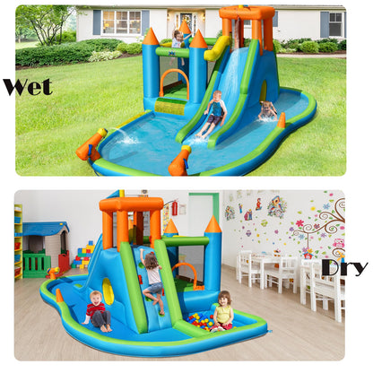 Kids Inflatable Slide Bounce House with Long Slide with Air Blower