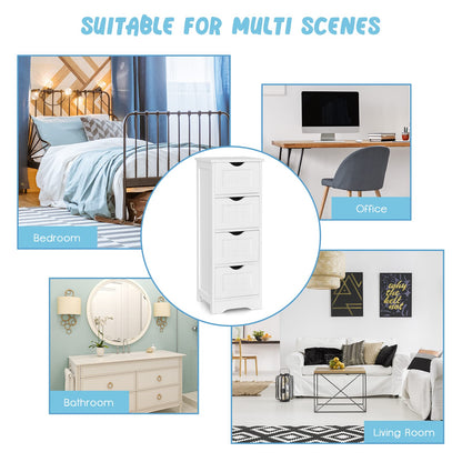 4 Drawers Bathroom Floor Cabinet with Curved Handle