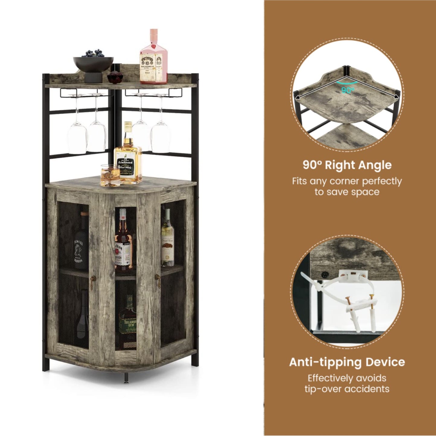 GiantexUK Industrial Wine Cabinet with Glass Holders